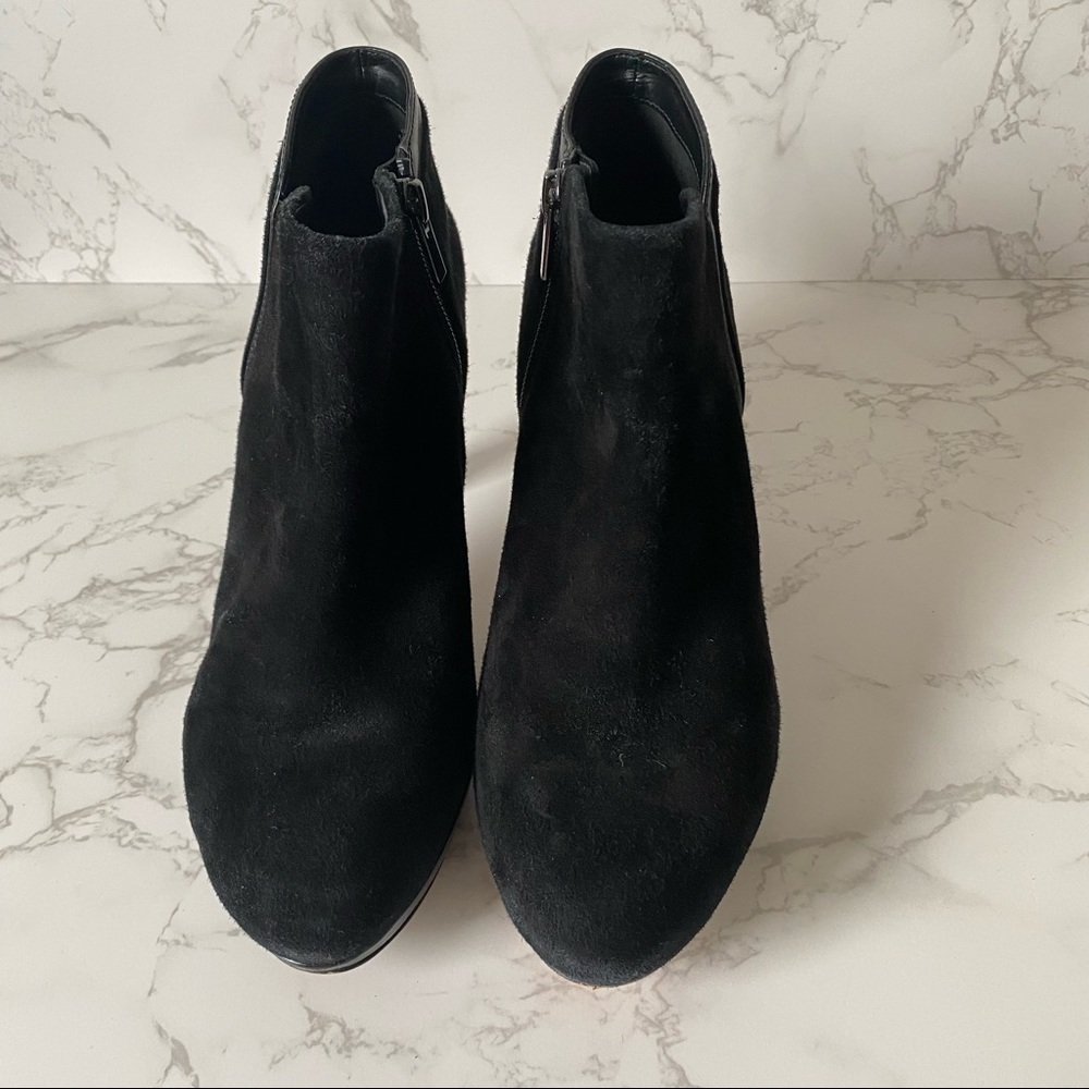 Clarks | Black Suede Heel Booties - Picture 4 of 12
